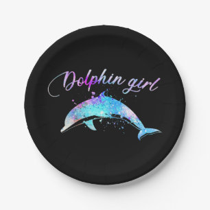 Dolphin Lover Geschenk Galaxy Dolphin Girl Pappteller