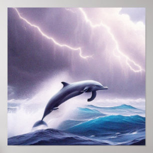Dolphin Magic in einem Sturmmeer: Eine faszinieren Poster