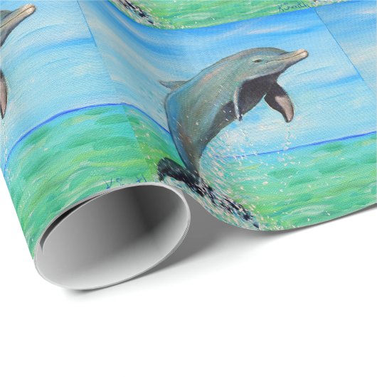 Dolphin-Malerei Geschenkpapier (Rolleneckpunkt)