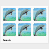 Dolphin-Malerei Quadratischer Aufkleber (Blatt)