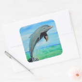 Dolphin-Malerei Quadratischer Aufkleber (Umschlag)