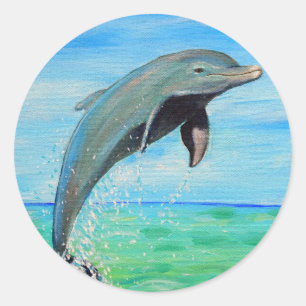 Dolphin-Malerei Runder Aufkleber
