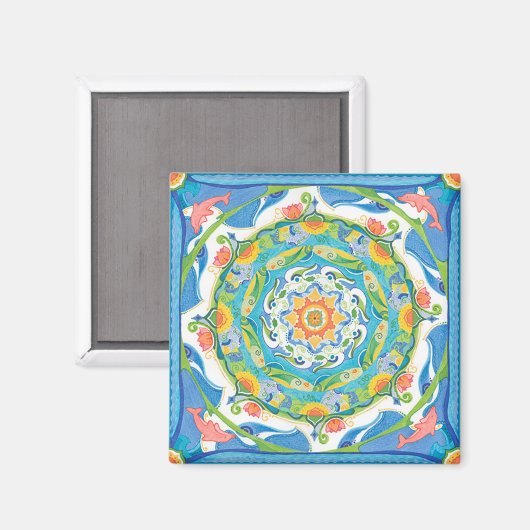 Dolphin Mandala Kühlschrank Magnet (Vorderseite/Rückseite)