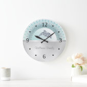 Dolphin Mandala Silver Coastal Familienname Große Wanduhr (Zuhause)