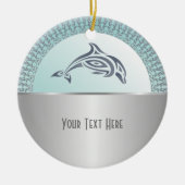 Dolphin Mandala Silver Keramik Ornament (Vorne)