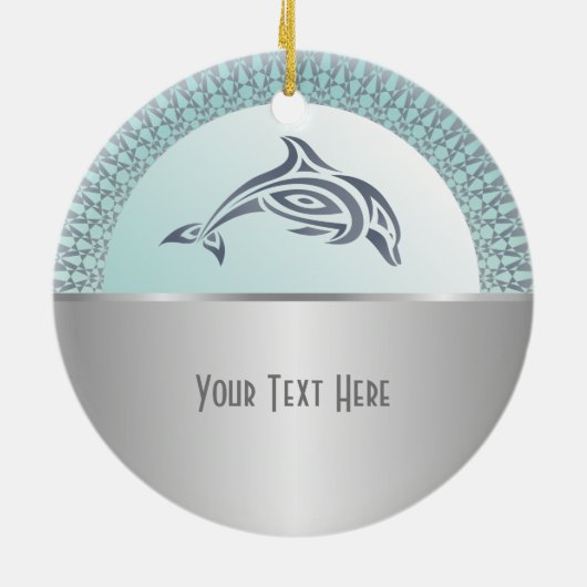 Dolphin Mandala Silver Keramik Ornament (Hinten)