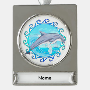 Dolphin Maori Sun Banner-Ornament Silber