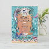 Dolphin Mermaid unter den Party Einladungen des Me (Stehend Vorderseite)