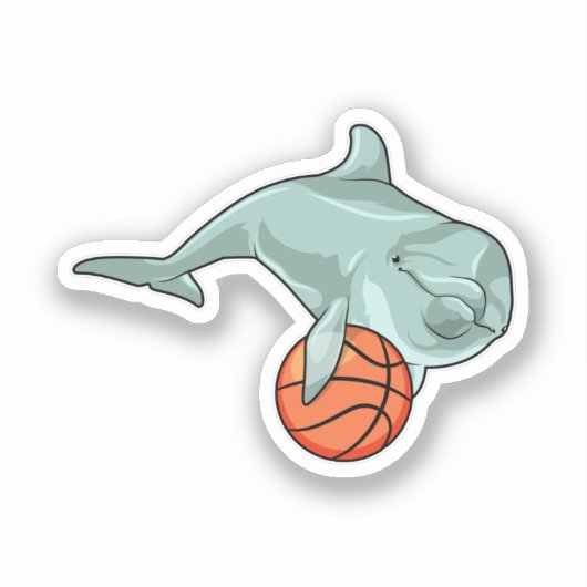 Dolphin mit Basketball Aufkleber (Vorderseite)