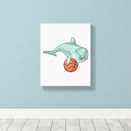 Dolphin mit Basketball Leinwanddruck (Insitu (Holzboden))