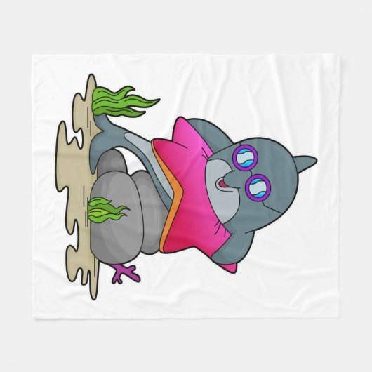Dolphin mit Brille Fleecedecke (Vorderseite (Horizontal))