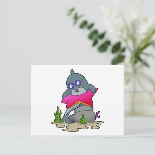 Dolphin mit Brille Postkarte (Stehend Vorderseite)