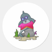 Dolphin mit Brille Runder Aufkleber (Vorderseite)