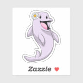 Dolphin mit Daisy-Blume Aufkleber (Blatt)