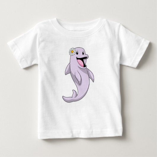 Dolphin mit Daisy-Blume Baby T-shirt (Vorderseite)