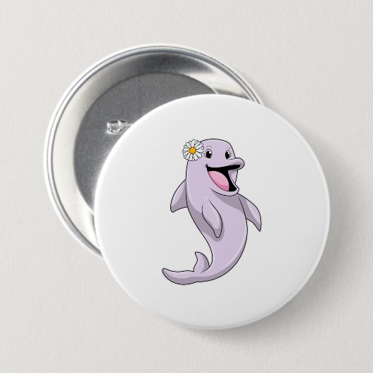 Dolphin mit Daisy-Blume Button (Vorne & Hinten)