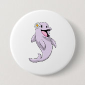 Dolphin mit Daisy-Blume Button (Vorderseite)