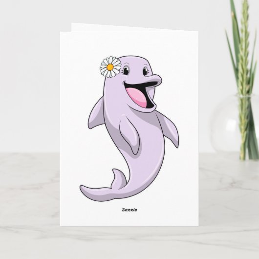 Dolphin mit Daisy-Blume Karte (Rückseite)