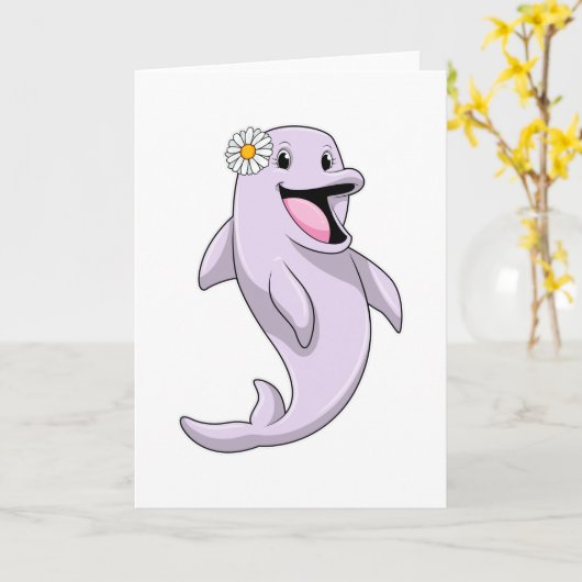 Dolphin mit Daisy-Blume Karte (Gelbe Blume)