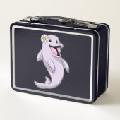 Dolphin mit Daisy-Blume Metall Brotdose (Rückseite)