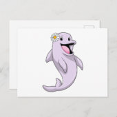 Dolphin mit Daisy-Blume Postkarte (Vorne/Hinten)