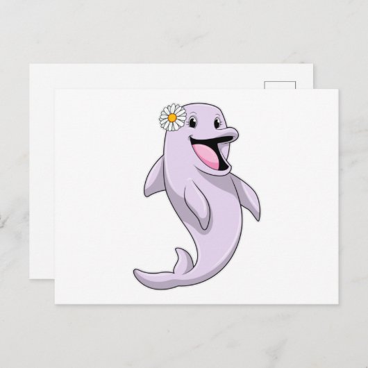 Dolphin mit Daisy-Blume Postkarte (Vorne/Hinten)