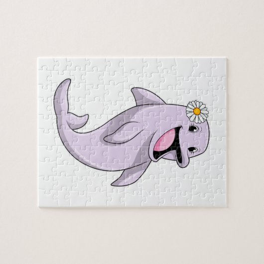 Dolphin mit Daisy-Blume Puzzle (Horizontal)