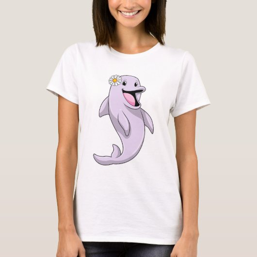 Dolphin mit Daisy-Blume T-Shirt (Vorderseite)