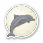 Dolphin mit dem Mond Aufkleber (Vorderseite)
