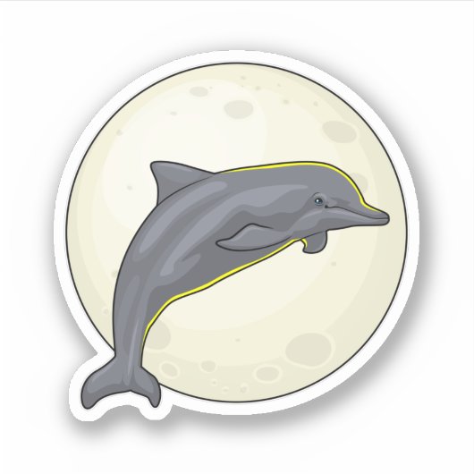 Dolphin mit dem Mond Aufkleber (Vorderseite)