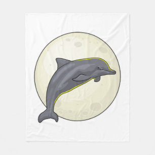 Dolphin mit dem Mond Fleecedecke