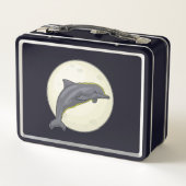 Dolphin mit dem Mond Metall Brotdose (Rückseite)