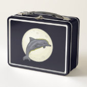 Dolphin mit dem Mond Metall Brotdose (Vorderseite)