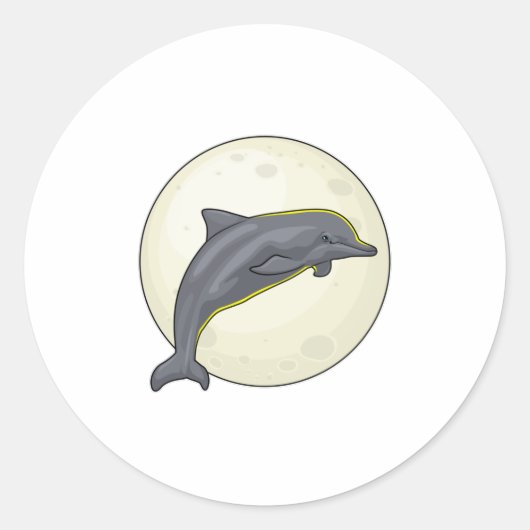 Dolphin mit dem Mond Runder Aufkleber (Vorderseite)