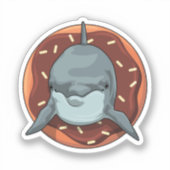 Dolphin mit Donut Aufkleber (Vorderseite)