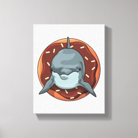 Dolphin mit Donut Leinwanddruck (Vorderseite)