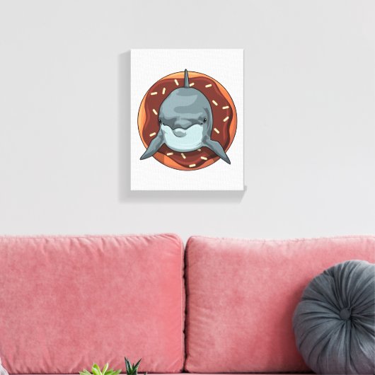 Dolphin mit Donut Leinwanddruck (Insitu (Wohnzimmer))