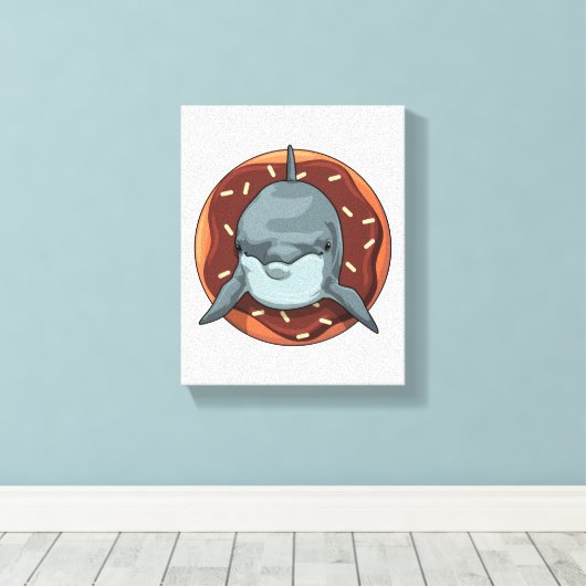 Dolphin mit Donut Leinwanddruck (Insitu (Holzboden))
