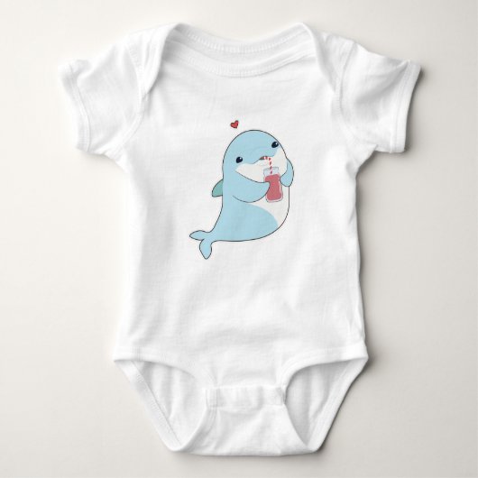 Dolphin mit Drink & Herz Baby Strampler (Vorderseite)