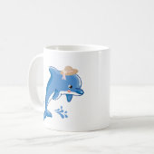 Dolphin mit einem Strohhut mit stilisiertem Wasser Kaffeetasse (Vorderseite Links)