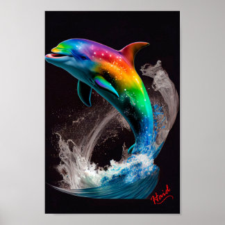 Dolphin mit Farben - AI Poster