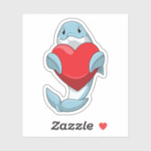 Dolphin mit Herz Aufkleber (Blatt)