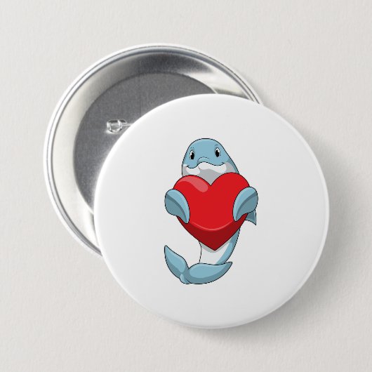Dolphin mit Herz Button (Vorne & Hinten)