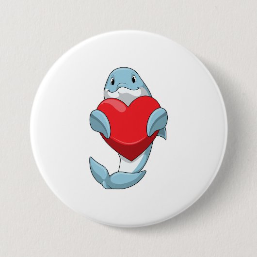 Dolphin mit Herz Button (Vorderseite)