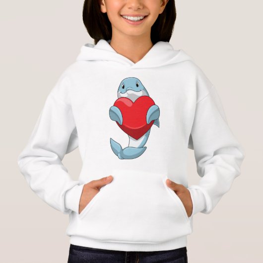 Dolphin mit Herz Hoodie (Vorderseite)