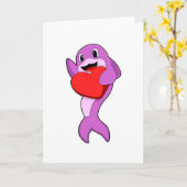 Dolphin mit Herz Karte (Gelbe Blume)