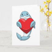 Dolphin mit Herz Karte (Gelbe Blume)