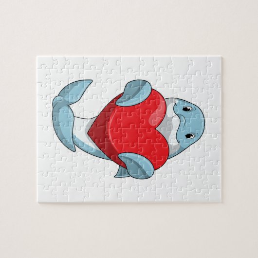 Dolphin mit Herz Puzzle (Horizontal)
