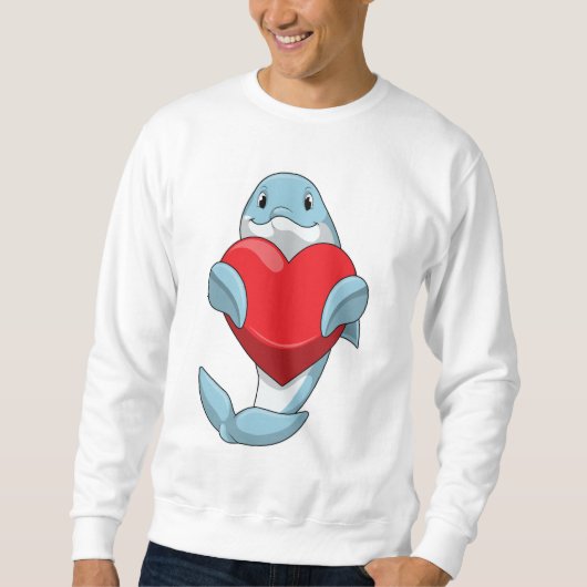 Dolphin mit Herz Sweatshirt (Vorderseite)
