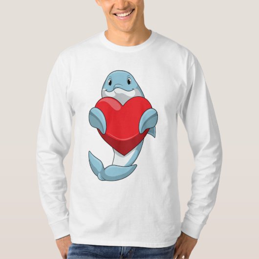 Dolphin mit Herz T-Shirt (Vorderseite)